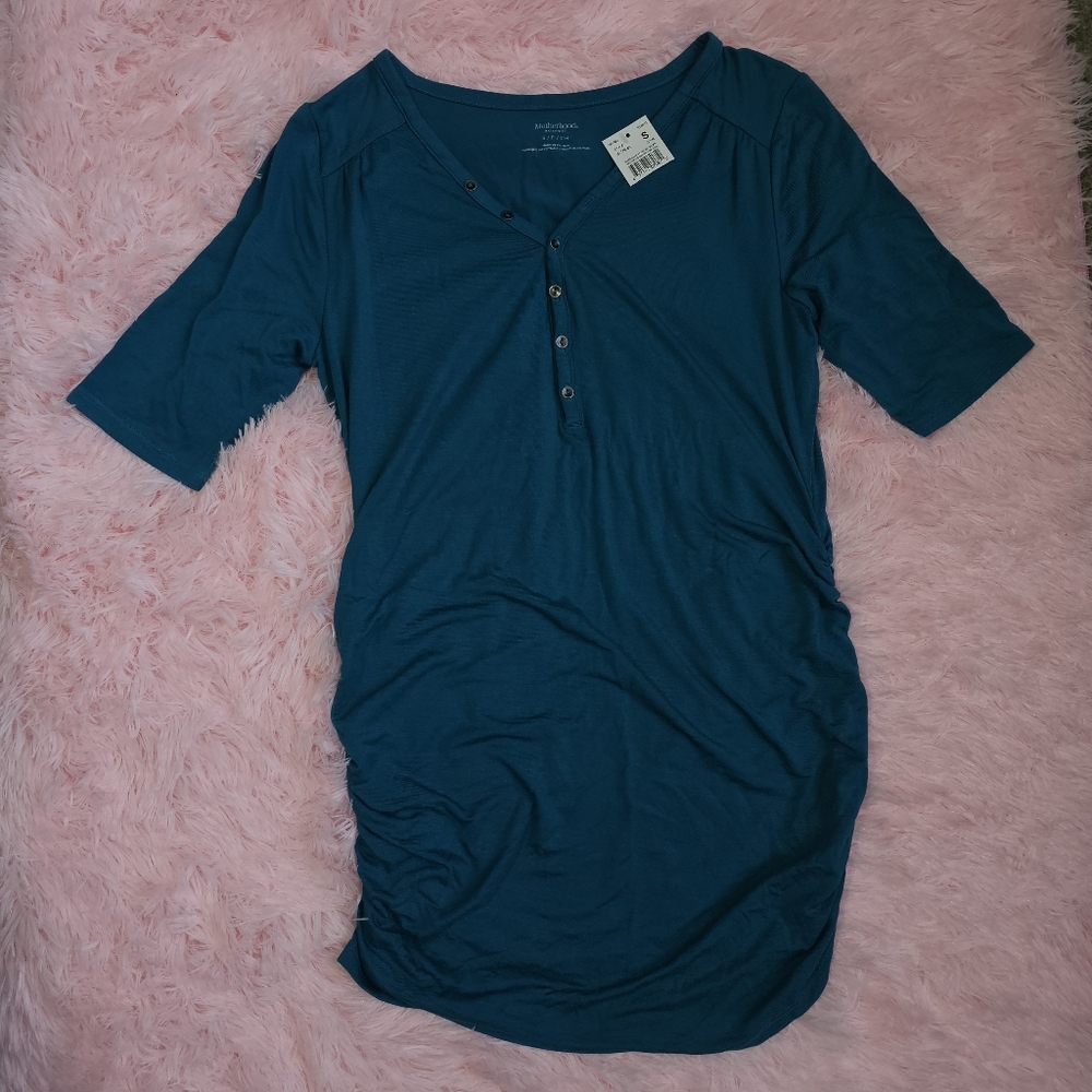 New Motherhood Maternity Turquoise Shirt Size Small